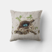 ヴィンテージスクリプトephemera鳥の巣フランスの植物 クッション (裏面)