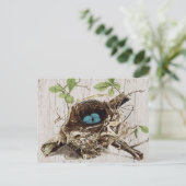 ヴィンテージスクリプトephemera鳥の巣フランスの植物 ポストカード (スタンド正面)