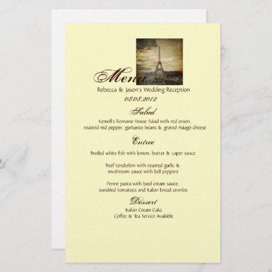 ヴィンテージスクリプトParisエッフェルタワー結婚ズ (正面/裏面)