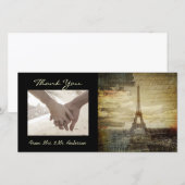 ヴィンテージスクリプトParisエッフェルタワー結婚ズ サンキューカード (正面/裏面)