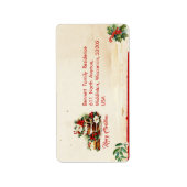 ヴィンテージスクリプ素朴ト緑の赤いクリスマスアドレス ラベル (正面)