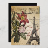 ヴィンテージスクリモダンプトlyly Parisエッフェルタワー 招待状 (正面/裏面)
