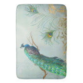 ヴィンテージスクロエレガントーピーコックフェザーツリーブランチ バスマット (正面縦)