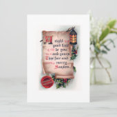 ヴィンテージスクロールとランタンとクリスマスグリーティング シーズンカード (スタンド正面)