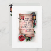 ヴィンテージスクロールとランタンとクリスマスグリーティング シーズンカード (正面/裏面)