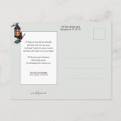 ヴィンテージスクロールとランタンとクリスマスグリーティング ポストカード (裏面)