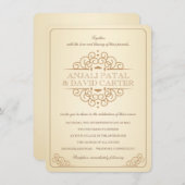 ヴィンテージスクロールコンテンポラリーでカジュアルな結婚式 招待状 (正面/裏面)