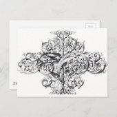 ヴィンテージスクロールタイポグラフィデザイン ポストカード (正面/裏面)