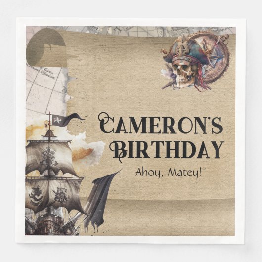 ヴィンテージスクロールトレジャーマップパイレーツパーティー (正面)