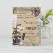 ヴィンテージスクロールトレジャーマップパイレーツパーティー 招待状 (スタンド正面)