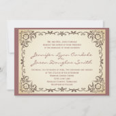 ヴィンテージスクロールフレームの藤色の結婚式招待状 招待状 (正面)