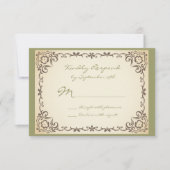 ヴィンテージスクロールフレームSage Weding RSVPカード (正面)