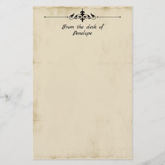 ヴィンテージスクロールヘッダー古いコメント名前の追加 便箋 (正面)