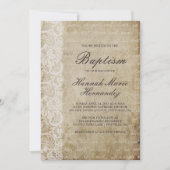 ヴィンテージスクロールレース洗礼招待状 招待状 (正面)