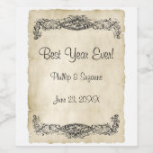 ヴィンテージスクロールワークパーチメント結婚式の日記念 ワインラベル (シングルラベル)