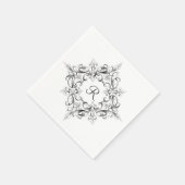 ヴィンテージスクロールワークモノグラムナプキンス スタンダードカクテルナプキン (角)