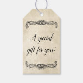 ヴィンテージスクロール作業の古いパーチメントあなたの名前を追加 ギフトタグ (正面)