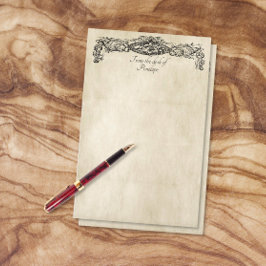 ヴィンテージスクロール作業の古いパーチメントあなたの名前を追加 便箋