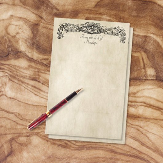 ヴィンテージスクロール作業の古いパーチメントあなたの名前を追加 便箋