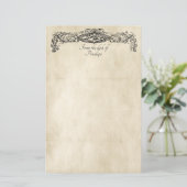 ヴィンテージスクロール作業の古いパーチメントあなたの名前を追加 便箋 (スタンド正面)