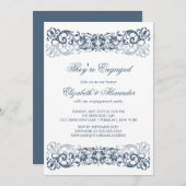 ヴィンテージスクロール婚約パーティの招待状 招待状 (正面/裏面)