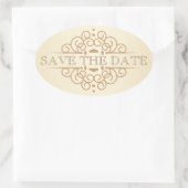 ヴィンテージスクロール日付のウェディングラベルを保存 楕円形シール (バッグ)