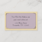 ヴィンテージスクロール花の切り出しのクリームのラベンダー 名刺 (裏面)