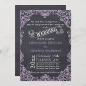 ヴィンテージスクロール葉枠及び結婚黒板 招待状 (正面/裏面)