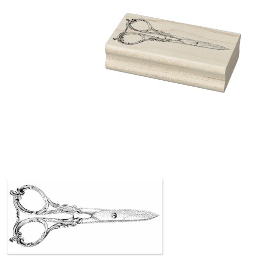 ヴィンテージスクロール裁縫はさみラバーアートスタンプ ラバースタンプ (押印)