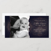 ヴィンテージスクロールChalkboardクリスマスフォトカード シーズンカード (正面/裏面)