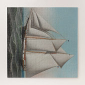 ヴィンテージスクーナーシルボートイラストレーション(1887) ジグソーパズル (横)