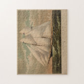 ヴィンテージスクーナーヨットイラストレーション(1882) ジグソーパズル (縦)