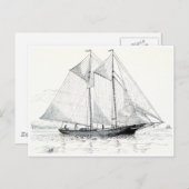ヴィンテージスクーナー帆船 ポストカード (正面/裏面)