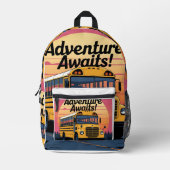 ヴィンテージスクールバスデザイン プリントバックパック (正面)