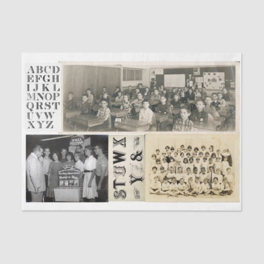 ヴィンテージスクール日写真デコパージュコラージュ 薄葉紙 (正面)