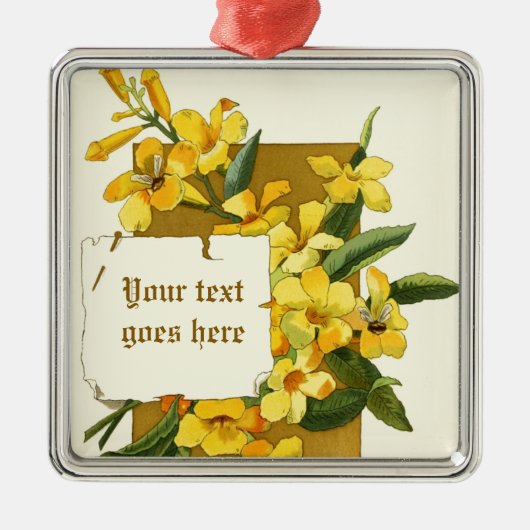 ヴィンテージスケッチイエロージャスミンオーナメント メタルオーナメント (正面)