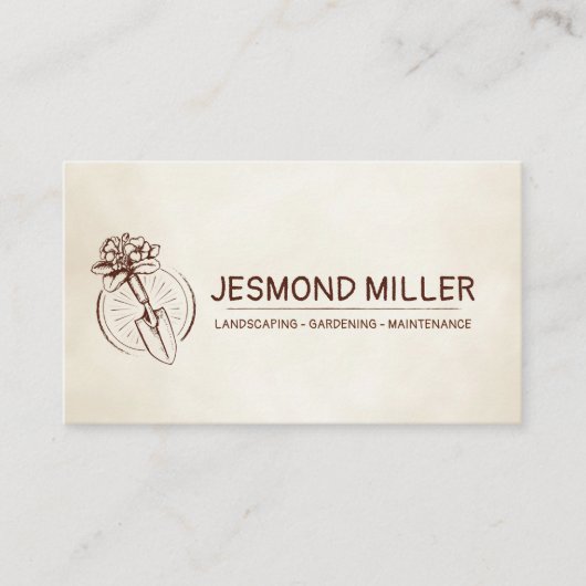 ヴィンテージスケッチガーデニングロゴ 名刺 (正面)