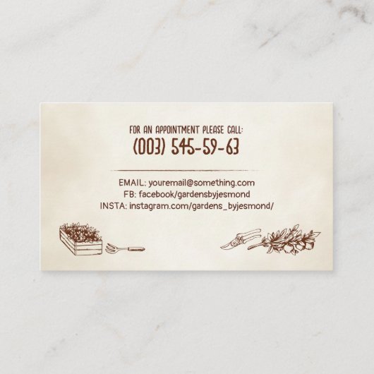 ヴィンテージスケッチガーデニングロゴ 名刺 (裏面)
