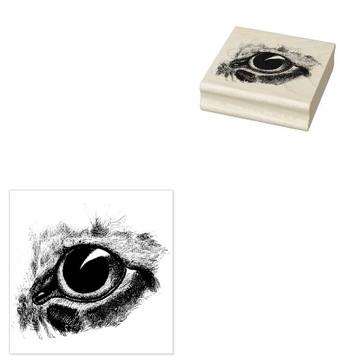 ヴィンテージスケッチキャッツアイアニマルアートイラストレーション ラバースタンプ (押印)