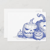 ヴィンテージスケッチジャックとランタンスケッチ ポストカード (正面/裏面)