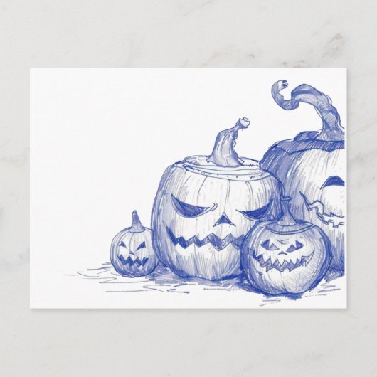 ヴィンテージスケッチジャックとランタンスケッチ ポストカード (正面)