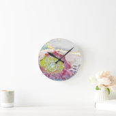 ヴィンテージスケッチピンクイエローシーシェルランバーピロ ラウンド壁時計 (ホーム)