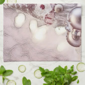 ヴィンテージスケッチピンク格言の雪 キッチンタオル (折り畳み)