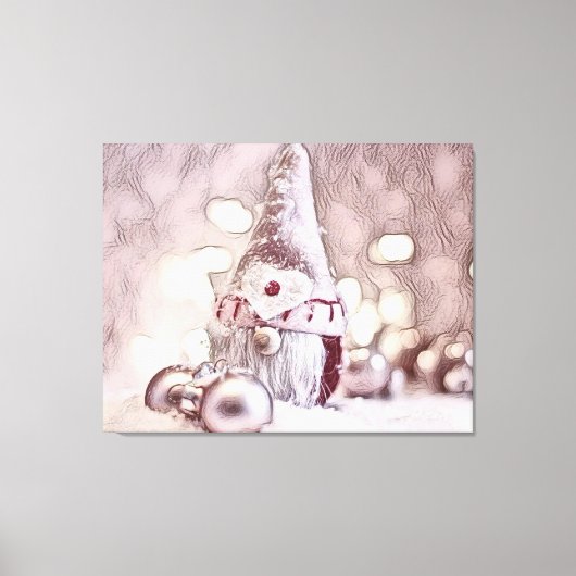 ヴィンテージスケッチピンク格言の雪 キャンバスプリント (正面)