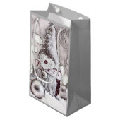 ヴィンテージスケッチピンク格言の雪 スモールペーパーバッグ (正面アングル)