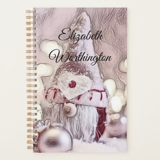 ヴィンテージスケッチピンク格言の雪 プランナー手帳 (正面)