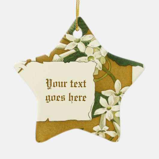 ヴィンテージスケッチホワイトジャスミンオーナメント セラミックオーナメント (正面)