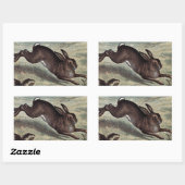 ヴィンテージスケッチランニング:野のウサギ 長方形シール (シート)