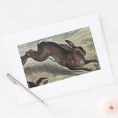 ヴィンテージスケッチランニング:野のウサギ 長方形シール (封筒)