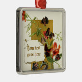 ヴィンテージスケッチレッドスイートピーオーナメント メタルオーナメント (右)